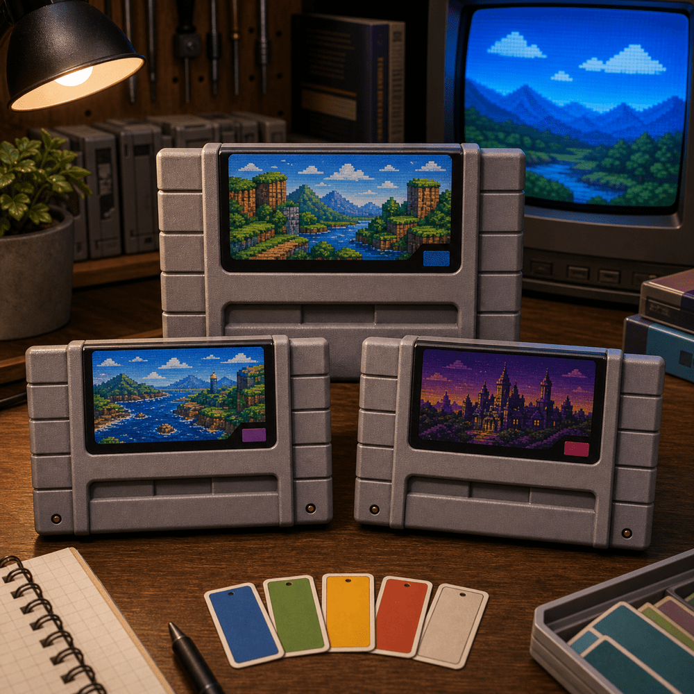 Super Mario on SNES: The Series Index for 16-Bit Collectors inline product-style image of retro-style platform cartridges.