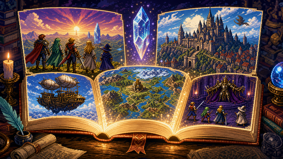 Final Fantasy and the Evolution of 16-Bit RPG Storytelling featured image in SNES retro gaming magazine cover style.