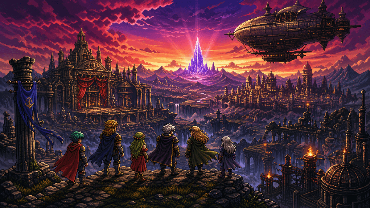Final Fantasy VI: Why It Became a 16-Bit Masterpiece featured image in SNES retro gaming magazine cover style.