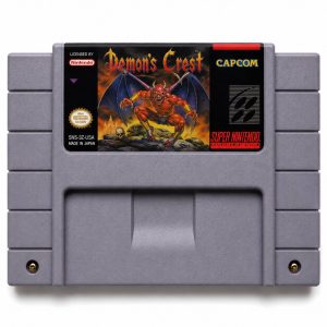 Demon's Crest custom SNES cartridge with Grade A label, NTSC-U version with SRAM save support.