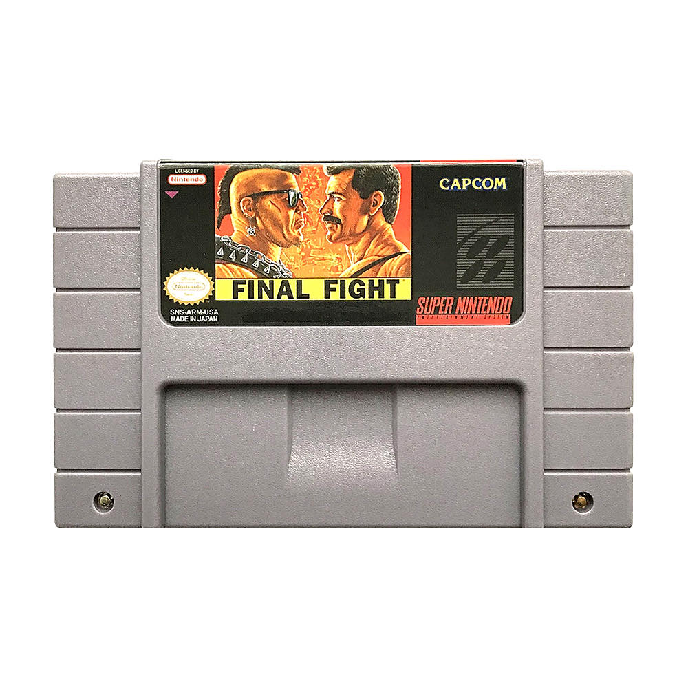 Final Fight custom SNES cartridge with Grade A label, NTSC-U version with SRAM save support.