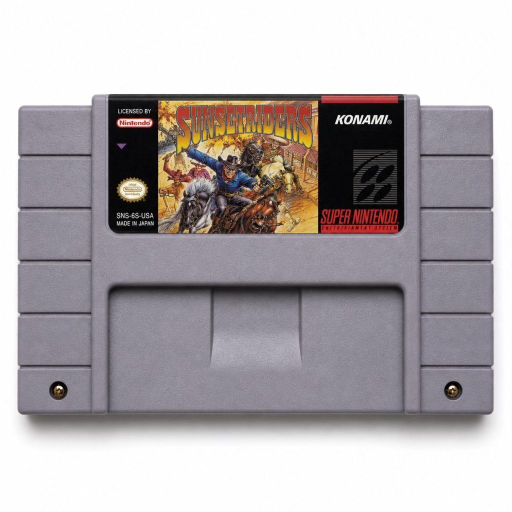 Sunset Riders custom SNES cartridge with Grade A label, NTSC-U version.